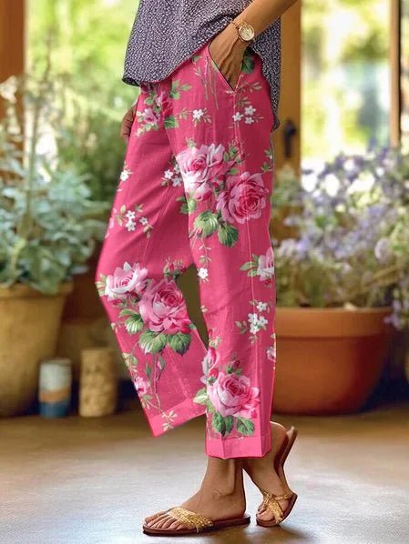 Camila | Women's Mid-Rise Loose-Fit Floral Print Casual Pants