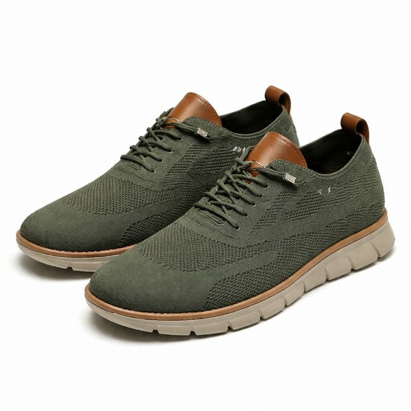 Men's Breathable Mesh Lace-Up Casual Sneakers - Verde