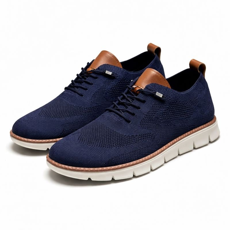 Men's Breathable Mesh Lace-Up Casual Sneakers - Azul marino