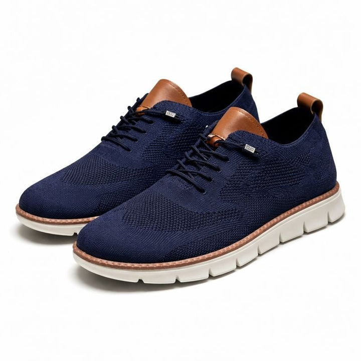 Men's Breathable Mesh Lace-Up Casual Sneakers - Azul marino