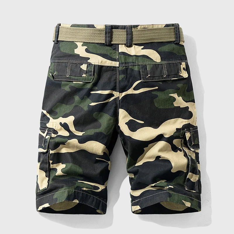 Men's Camo Multi-Pocket Belted Cargo Shorts