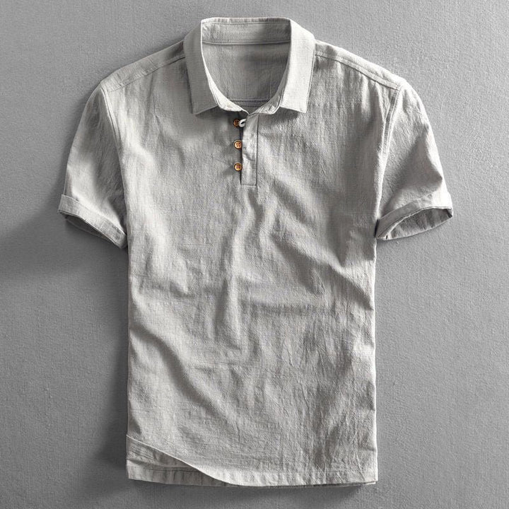 Men's Classic Linen Short-Sleeve Polo Shirt - Gray