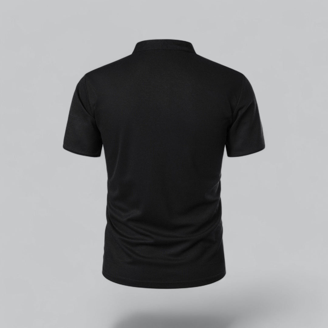 Men's Cotton Short-Sleeve Mandarin Collar Polo Shirt