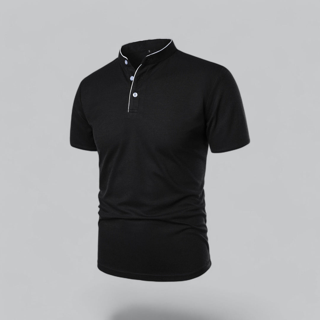Men's Cotton Short-Sleeve Mandarin Collar Polo Shirt