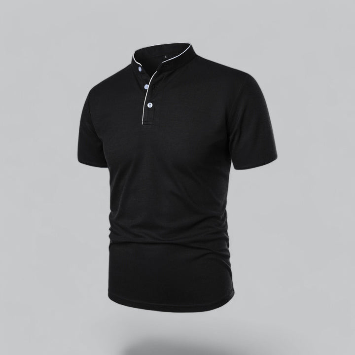 Men's Cotton Short-Sleeve Mandarin Collar Polo Shirt
