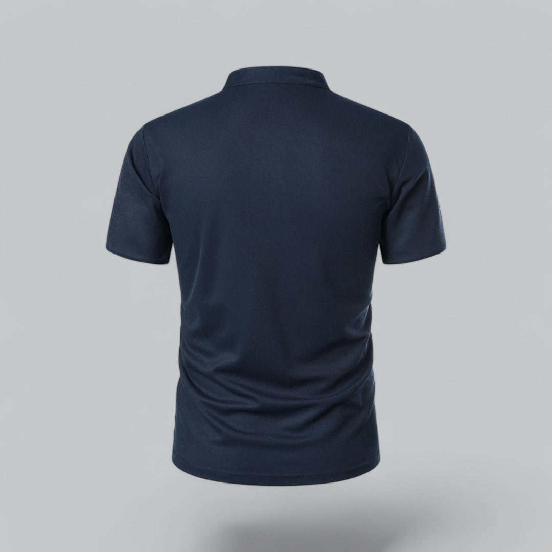 Men's Cotton Short-Sleeve Mandarin Collar Polo Shirt