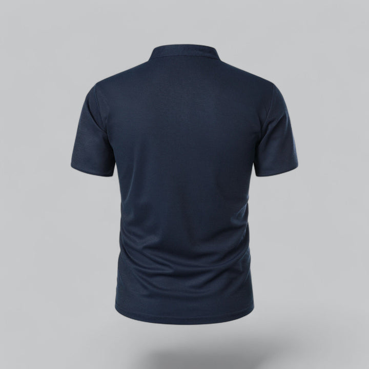 Men's Cotton Short-Sleeve Mandarin Collar Polo Shirt