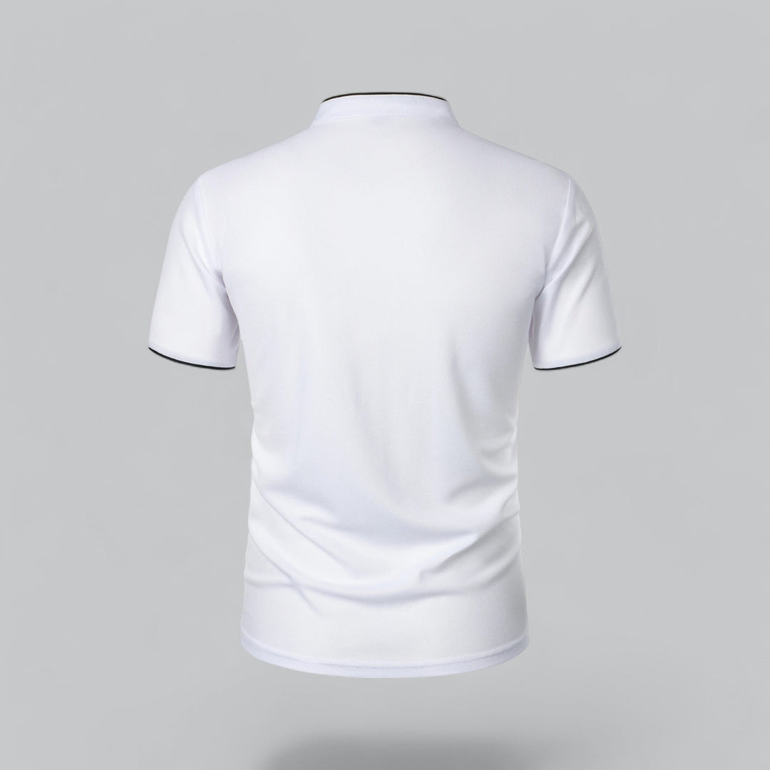 Men's Cotton Short-Sleeve Mandarin Collar Polo Shirt