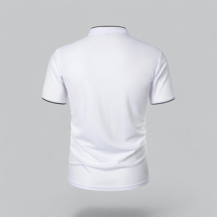 Men's Cotton Short-Sleeve Mandarin Collar Polo Shirt