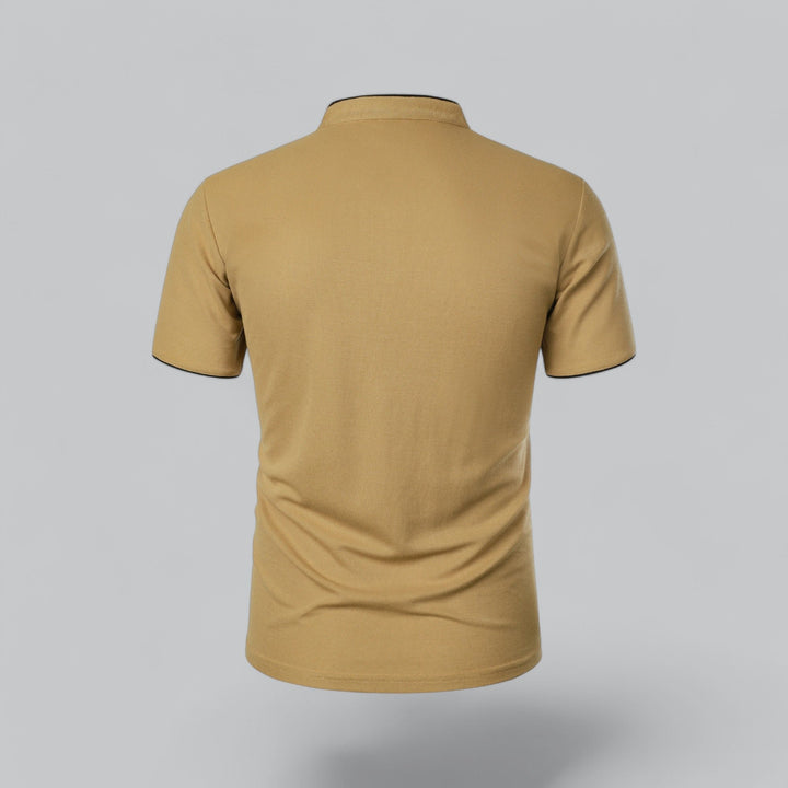 Men's Cotton Short-Sleeve Mandarin Collar Polo Shirt