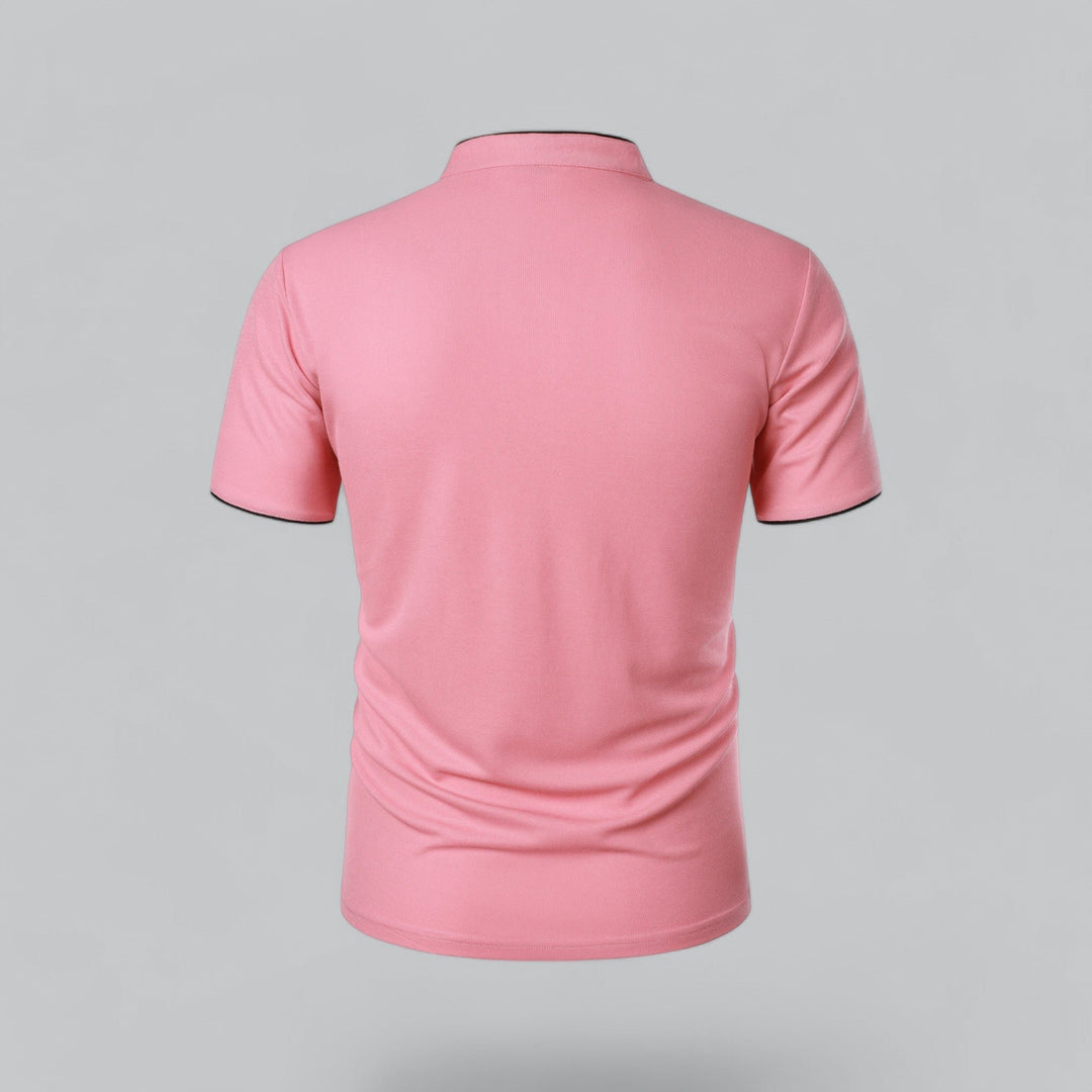 Men's Cotton Short-Sleeve Mandarin Collar Polo Shirt