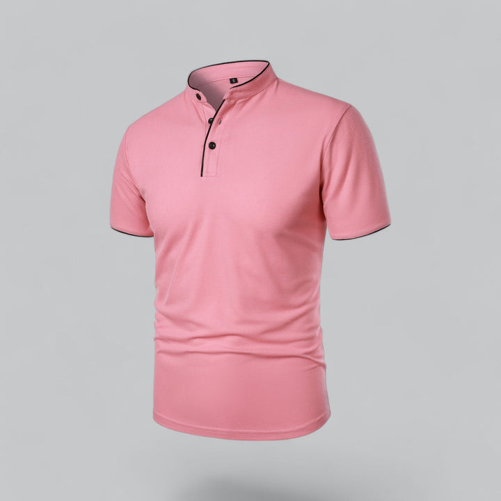 Men's Cotton Short-Sleeve Mandarin Collar Polo Shirt
