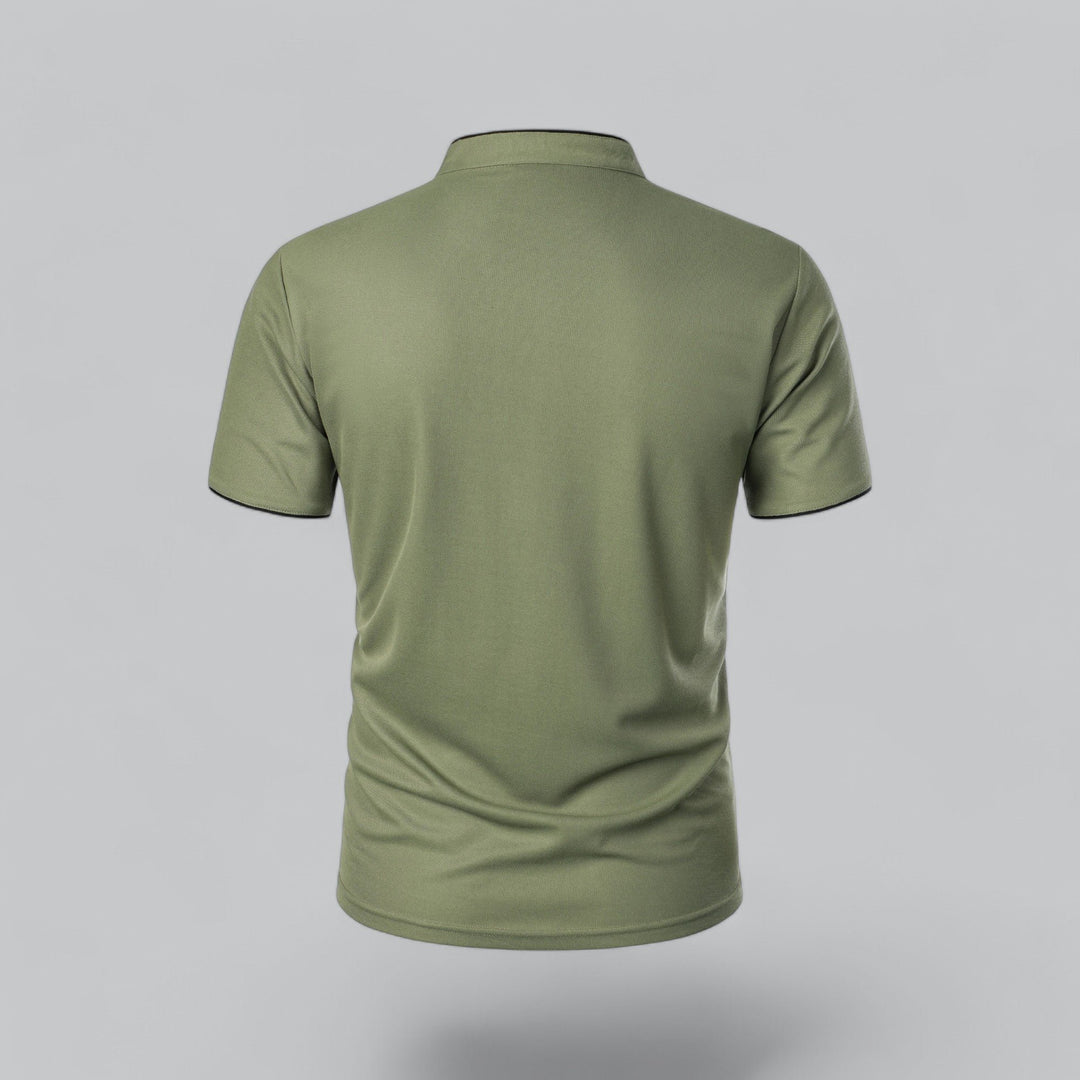 Men's Cotton Short-Sleeve Mandarin Collar Polo Shirt