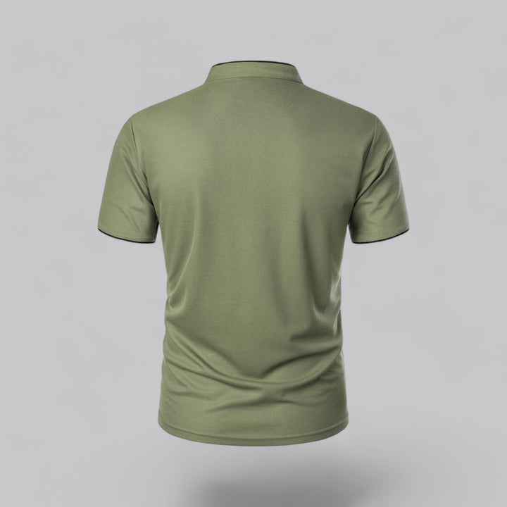 Men's Cotton Short-Sleeve Mandarin Collar Polo Shirt