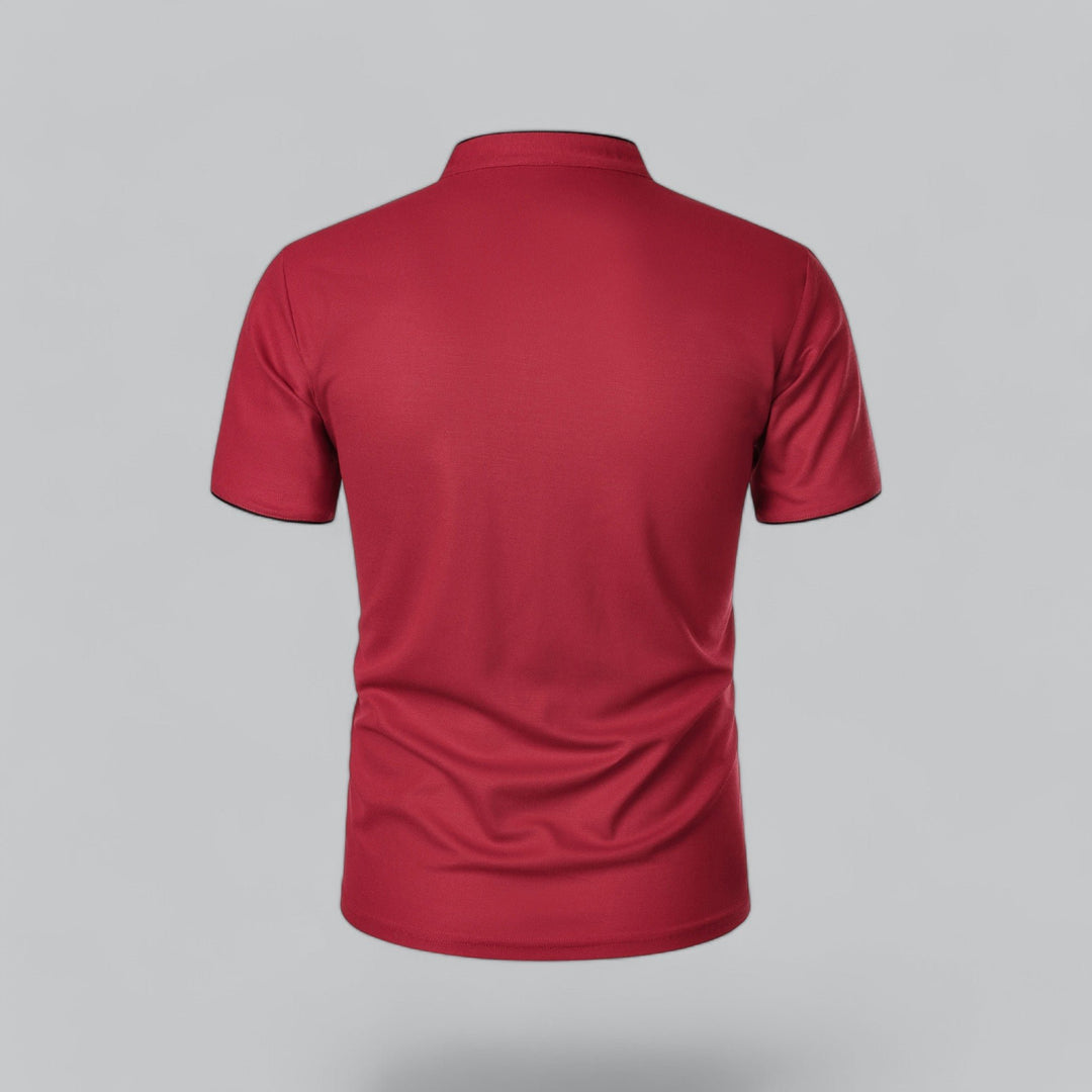 Men's Cotton Short-Sleeve Mandarin Collar Polo Shirt