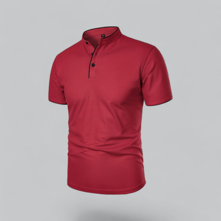 Men's Cotton Short-Sleeve Mandarin Collar Polo Shirt
