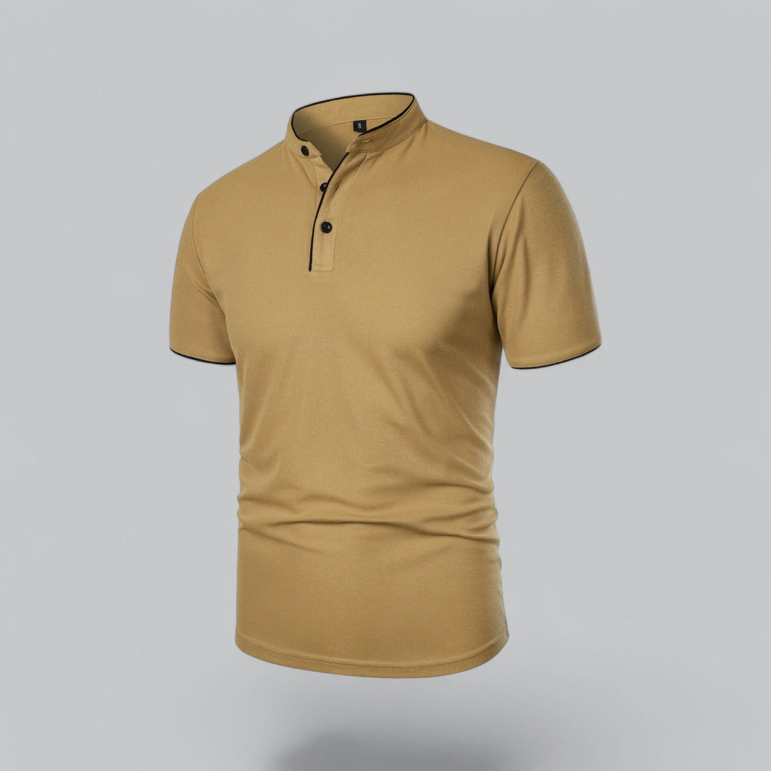 Men's Cotton Short-Sleeve Mandarin Collar Polo Shirt