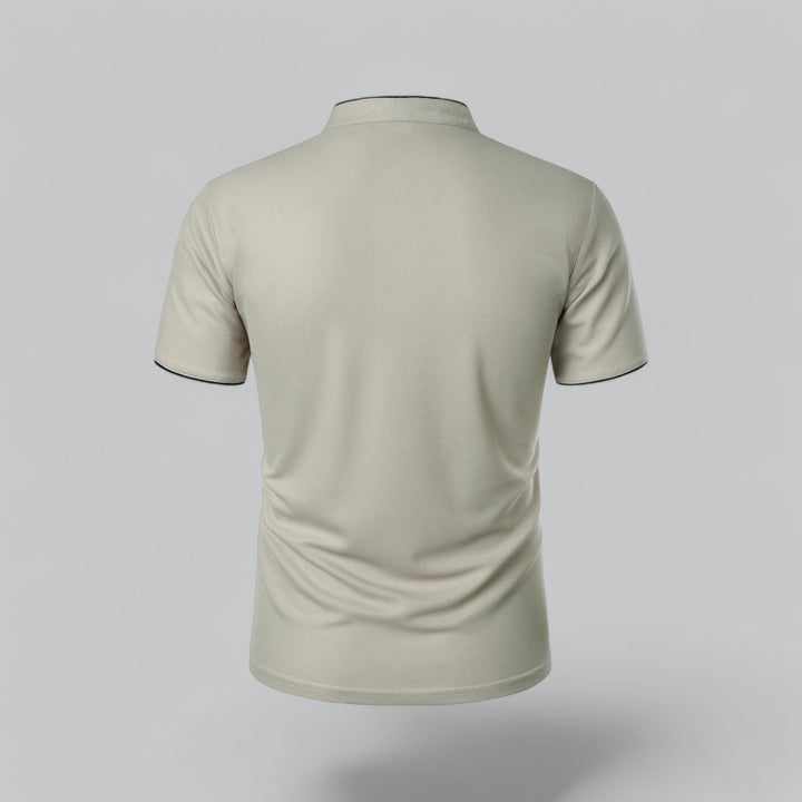 Men's Cotton Short-Sleeve Mandarin Collar Polo Shirt