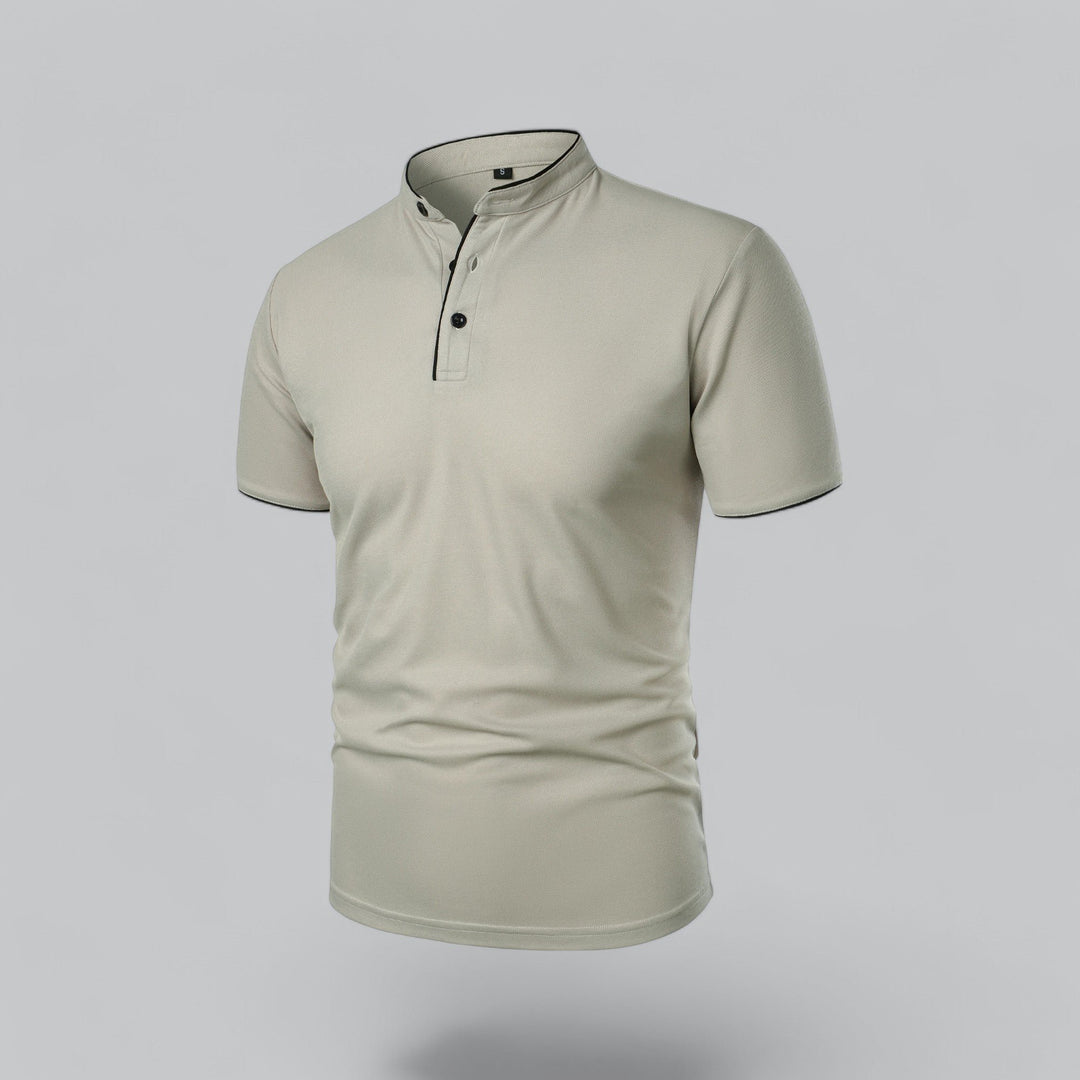 Men's Cotton Short-Sleeve Mandarin Collar Polo Shirt