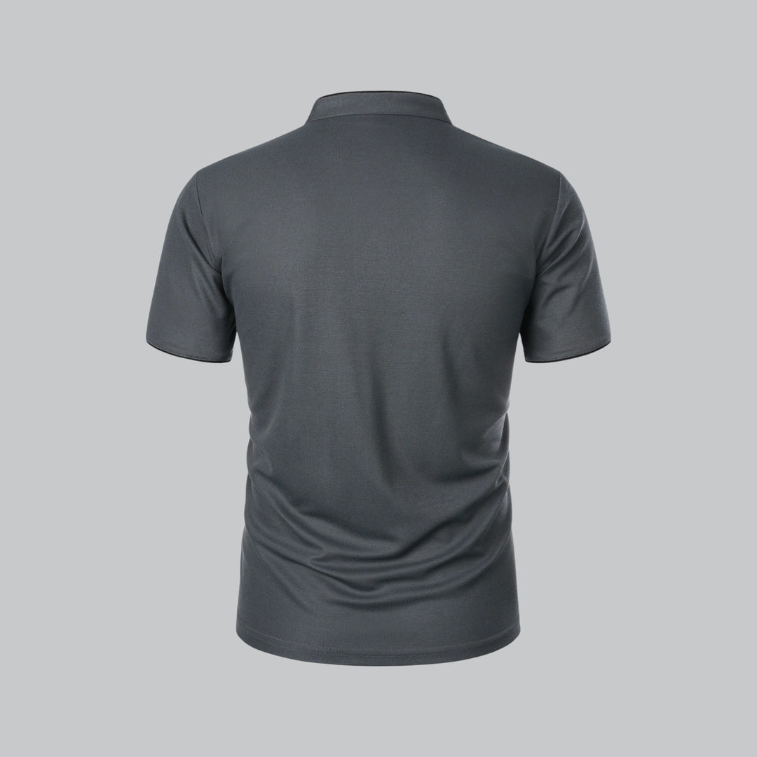 Men's Cotton Short-Sleeve Mandarin Collar Polo Shirt