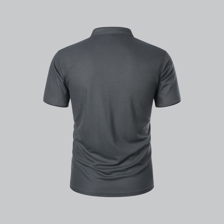 Men's Cotton Short-Sleeve Mandarin Collar Polo Shirt