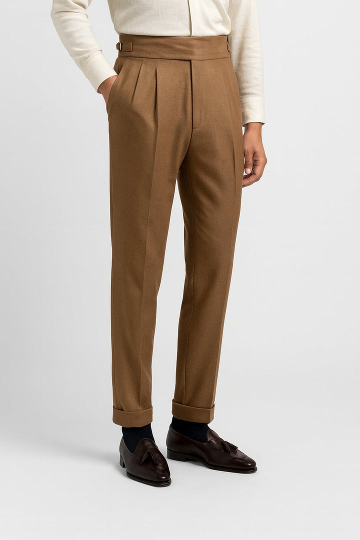 Men's High-Waist Straight-Leg Drawstring Dress Pants - Khaki