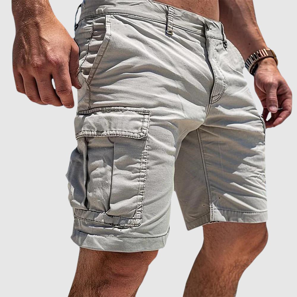 Men's Knee-Length Cargo Shorts with Side Pockets - White