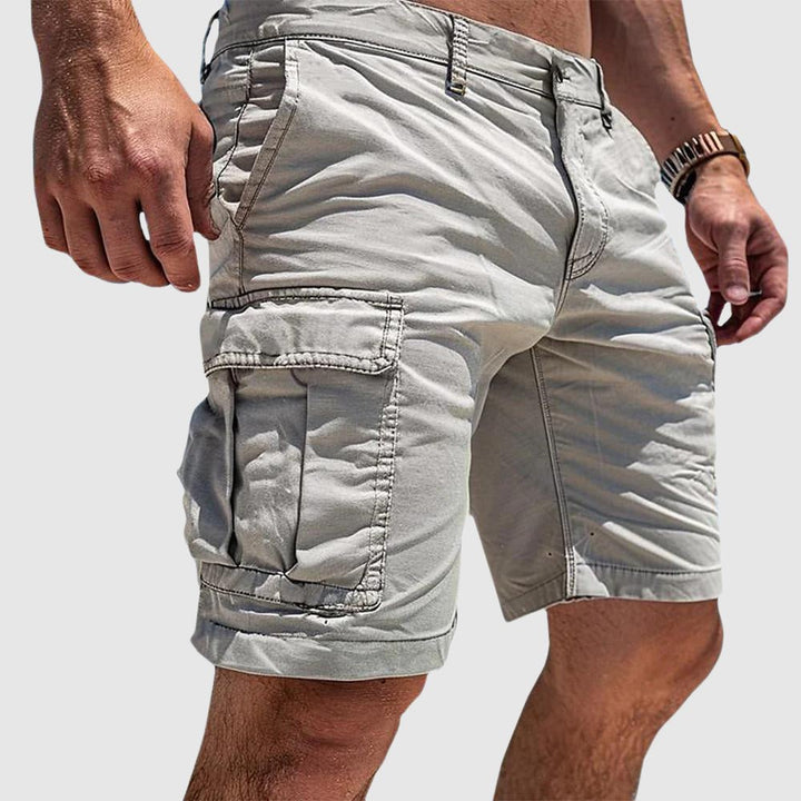 Men's Knee-Length Cargo Shorts with Side Pockets - White