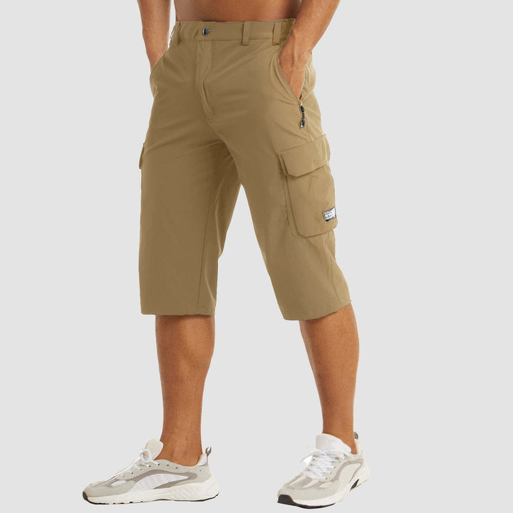 Men's Knee-Length Multi-Pocket Cargo Shorts - Khaki