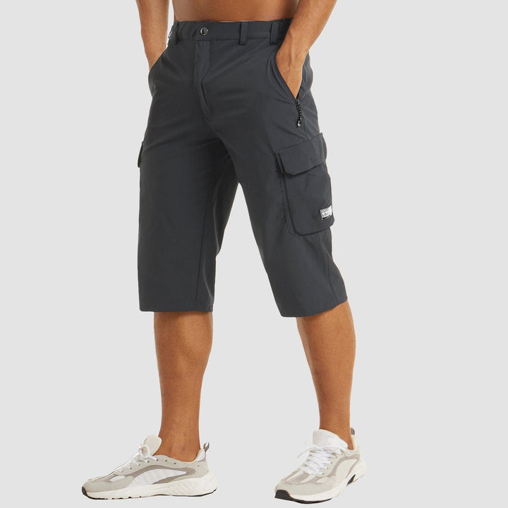 Men's Knee-Length Multi-Pocket Cargo Shorts - Dark Gray