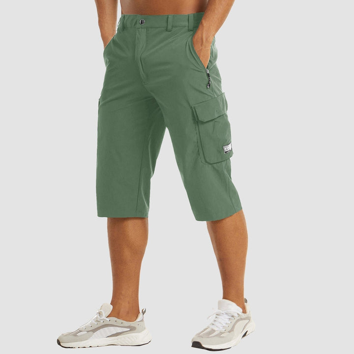 Men's Knee-Length Multi-Pocket Cargo Shorts - Green