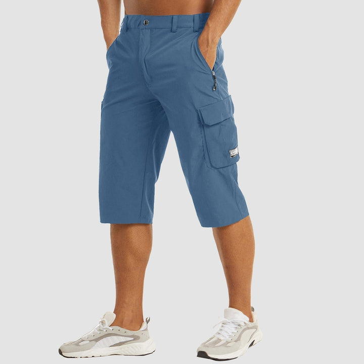 Men's Knee-Length Multi-Pocket Cargo Shorts - Light Blue