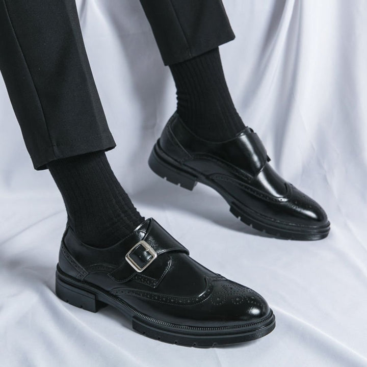 Men's Leather Wingtip Monk Strap Brogue Dress Shoes