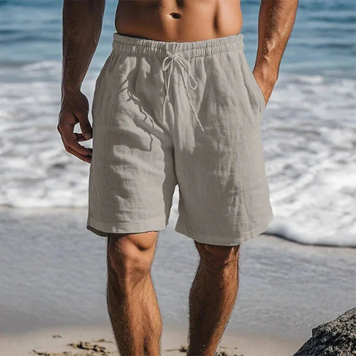Men's Linen Quick-Dry Mid-Thigh Swim Shorts - Grey