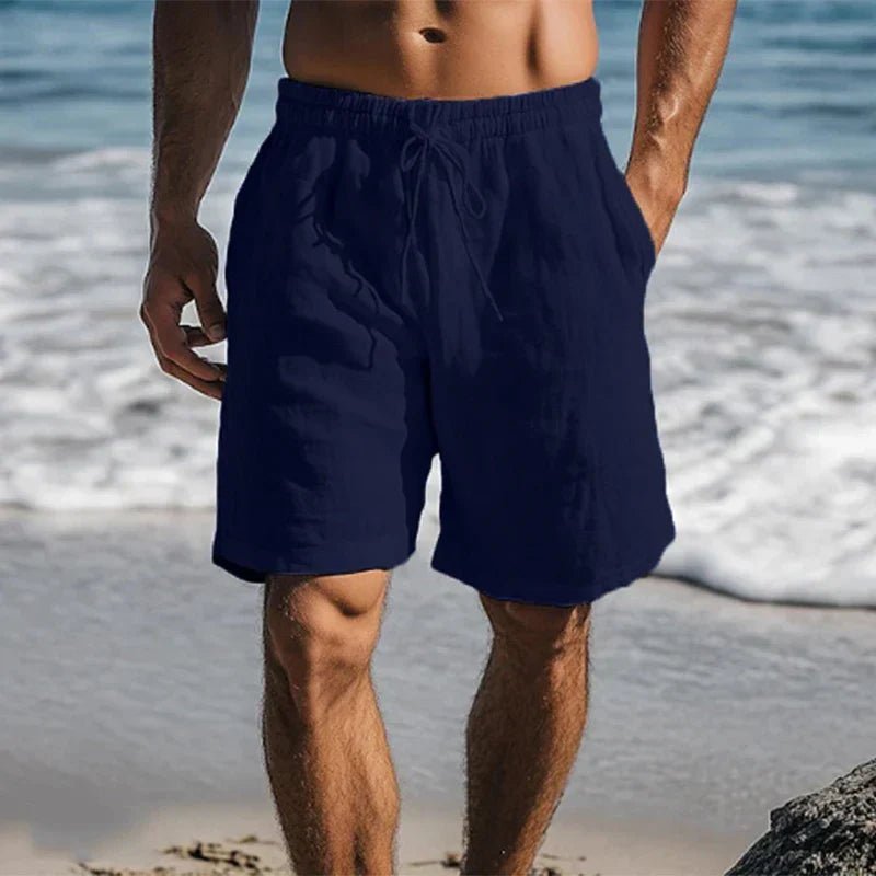 Men's Linen Quick-Dry Mid-Thigh Swim Shorts