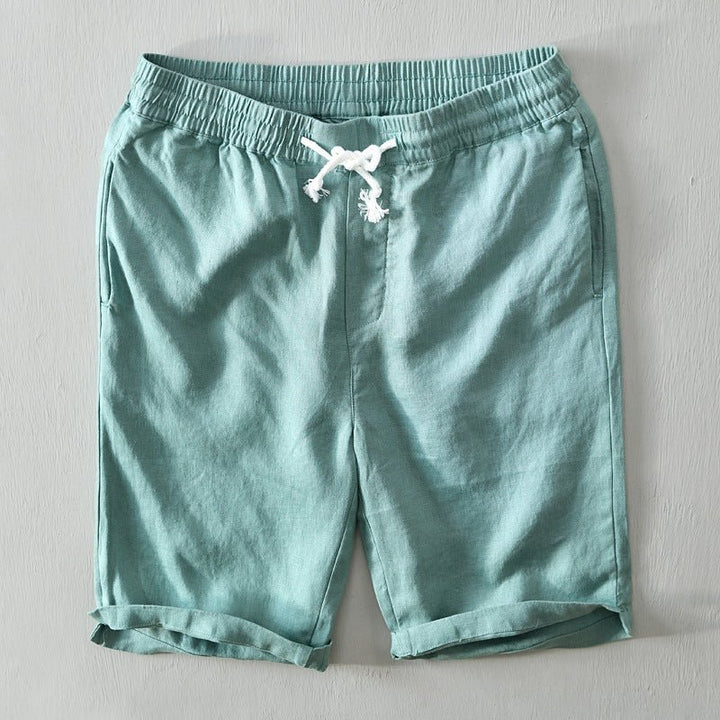 Men's Mid-Rise Drawstring Linen Shorts - Green