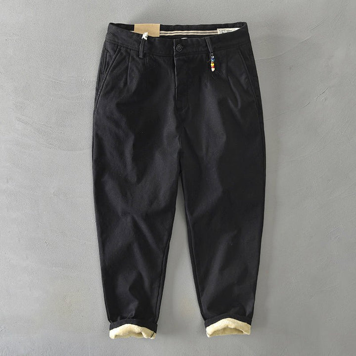 Men's Mid-Rise Tapered Cotton Chino Pants - Black