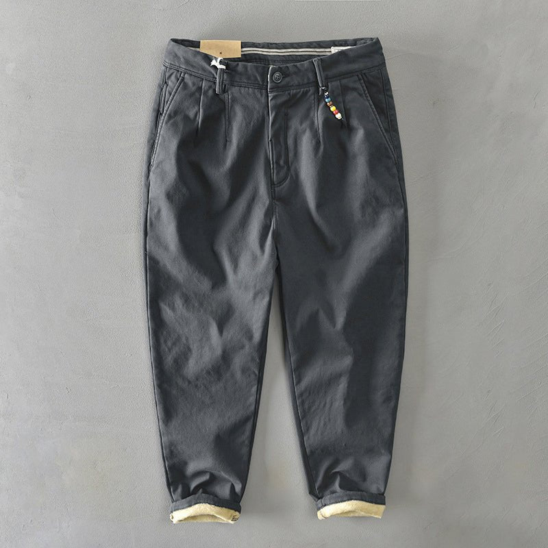 Men's Mid-Rise Tapered Cotton Chino Pants - Gray