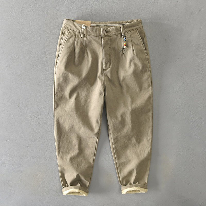 Men's Mid-Rise Tapered Cotton Chino Pants - Beige