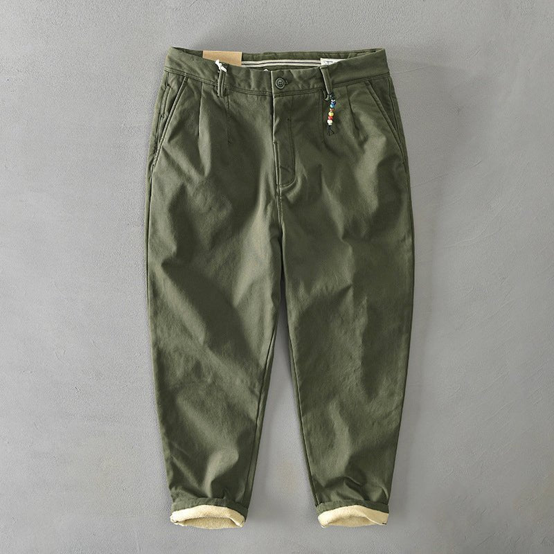Men's Mid-Rise Tapered Cotton Chino Pants - Green