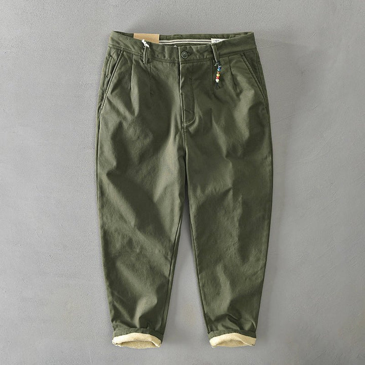 Men's Mid-Rise Tapered Cotton Chino Pants - Green