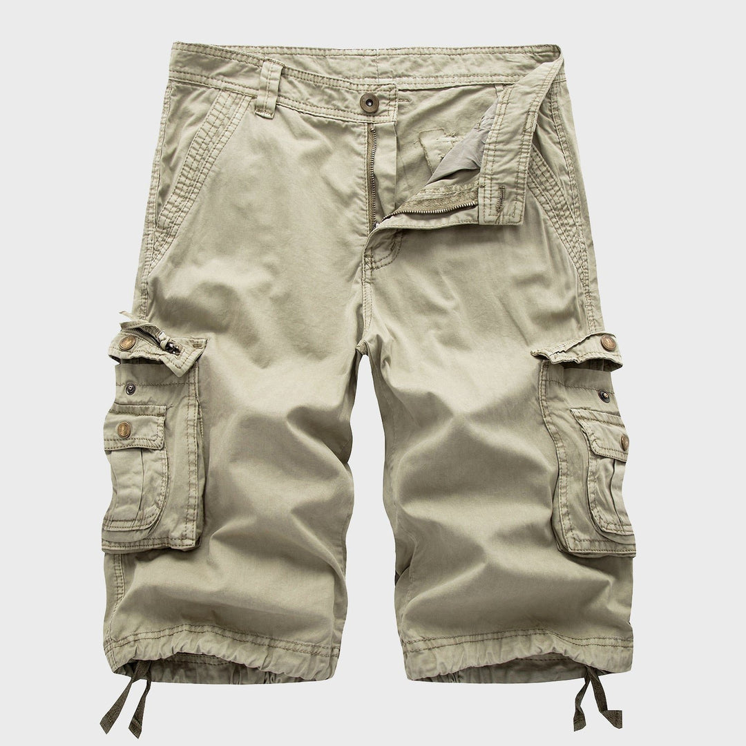 Men's Multi-Pocket Drawstring Cargo Shorts - Beige