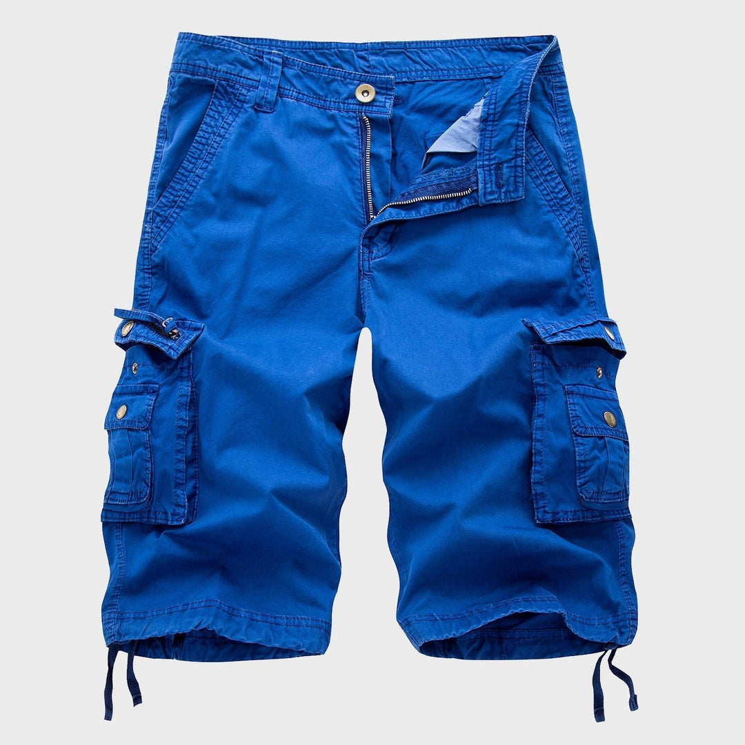 Men's Multi-Pocket Drawstring Cargo Shorts - Blue