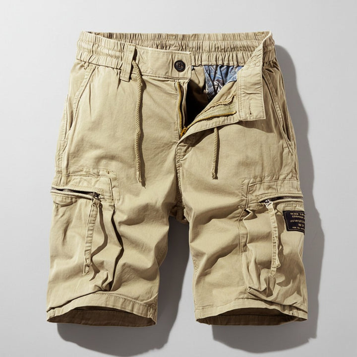 Men's Multi-Pocket Elastic-Waist Combat Cargo Shorts - Khaki