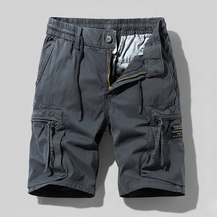 Men's Multi-Pocket Elastic-Waist Combat Cargo Shorts - Gray