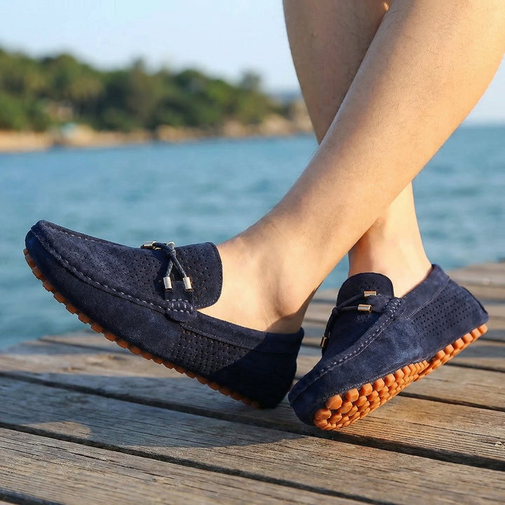 Men's Perforated Suede Slip-On Driving Loafers
