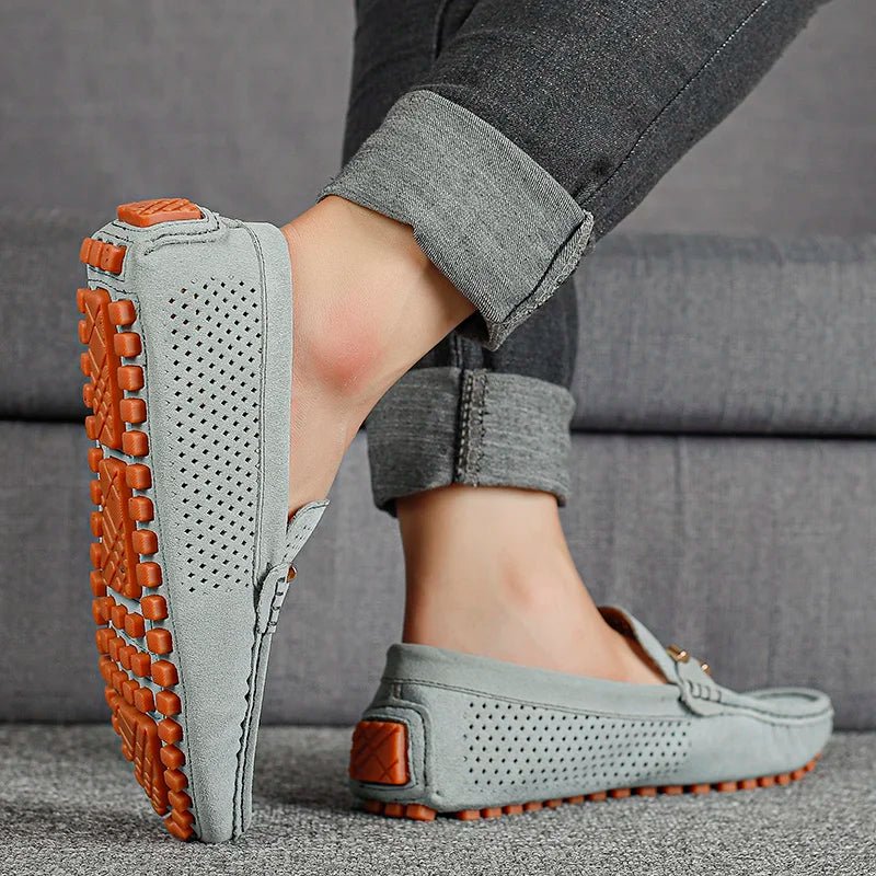 Men's Perforated Suede Slip-On Driving Loafers
