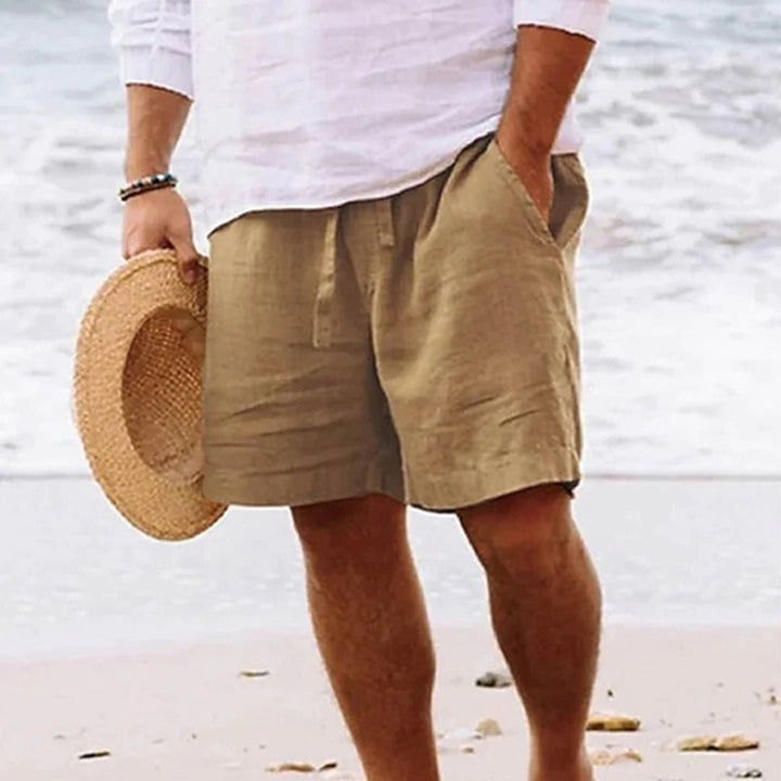 Men's Relaxed-Fit Drawstring Linen Shorts - Khaki