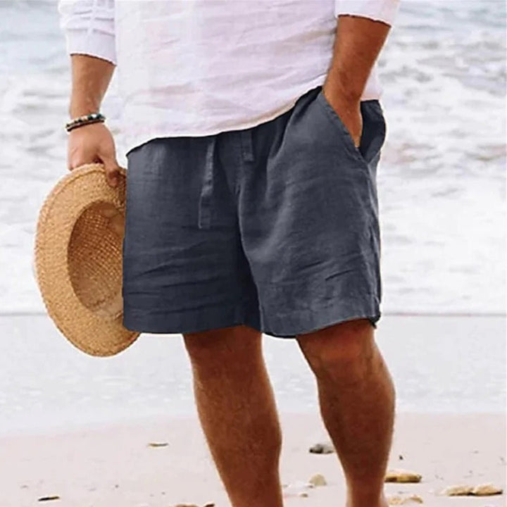Men's Relaxed-Fit Drawstring Linen Shorts - Dark Grey