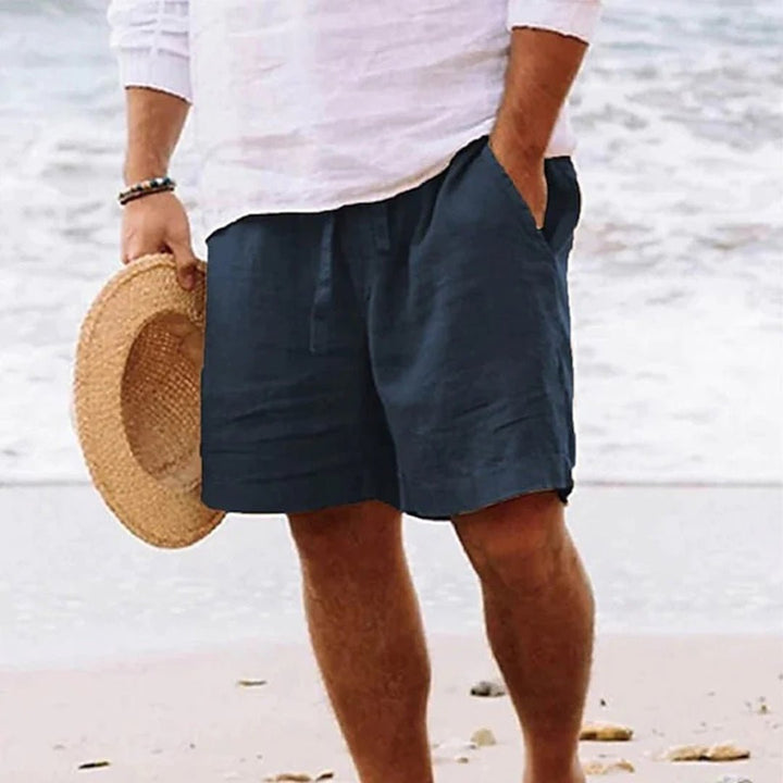 Men's Relaxed-Fit Drawstring Linen Shorts - Navy Blue